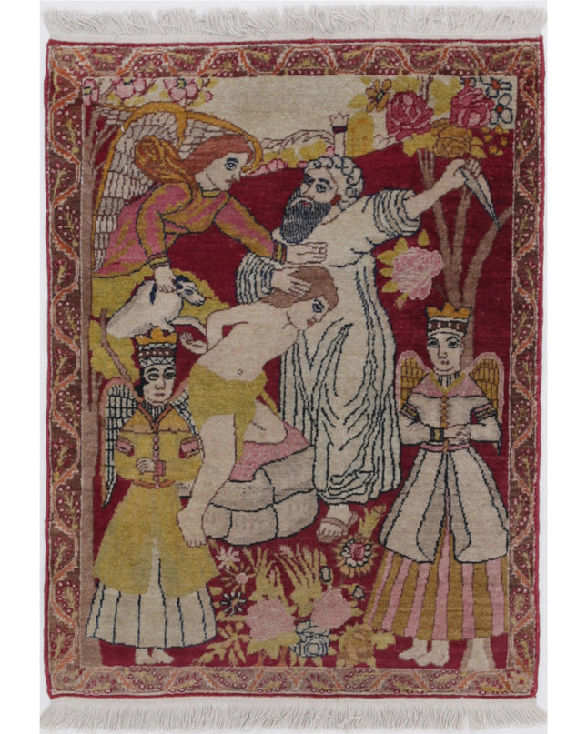 Tabriz 1' 10" X 2' 6" Hand Knotted Wool Rug 1' 10" X 2' 6" (56 X 76) / Red / Wool