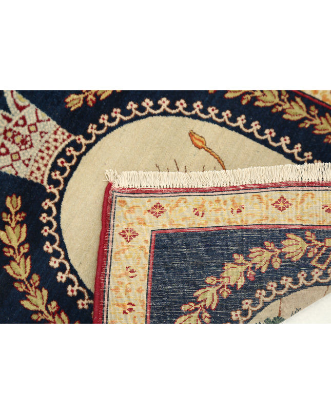 Tabriz 1' 5" X 1' 9" Hand Knotted Wool Rug 1' 5" X 1' 9" (43 X 53) / Blue / Wool