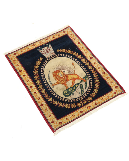 Tabriz 1' 5" X 1' 9" Hand Knotted Wool Rug 1' 5" X 1' 9" (43 X 53) / Blue / Wool