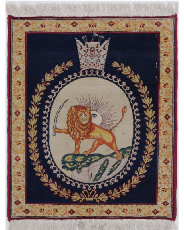 Tabriz 1' 5" X 1' 9" Hand Knotted Wool Rug 1' 5" X 1' 9" (43 X 53) / Blue / Wool