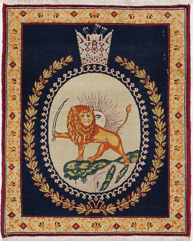 Tabriz 1' 5" X 1' 9" Hand Knotted Wool Rug 1' 5" X 1' 9" (43 X 53) / Blue / Wool