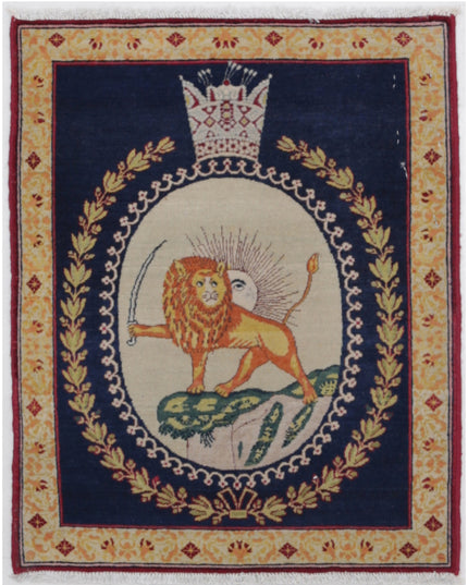 Tabriz 1' 5" X 1' 9" Hand Knotted Wool Rug 1' 5" X 1' 9" (43 X 53) / Blue / Wool