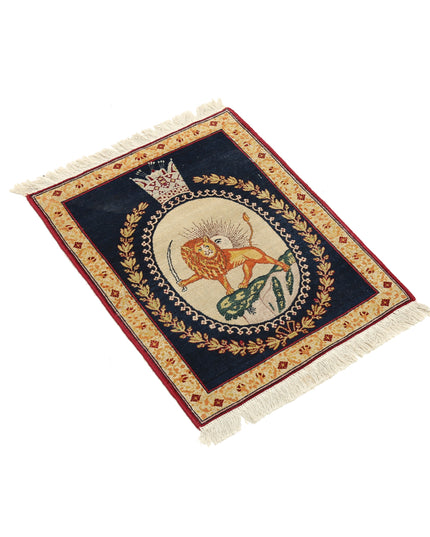 Tabriz 1' 5" X 1' 9" Hand Knotted Wool Rug 1' 5" X 1' 9" (43 X 53) / Blue / Wool