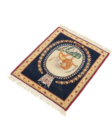 Tabriz 1' 5" X 1' 9" Hand Knotted Wool Rug 1' 5" X 1' 9" (43 X 53) / Blue / Wool