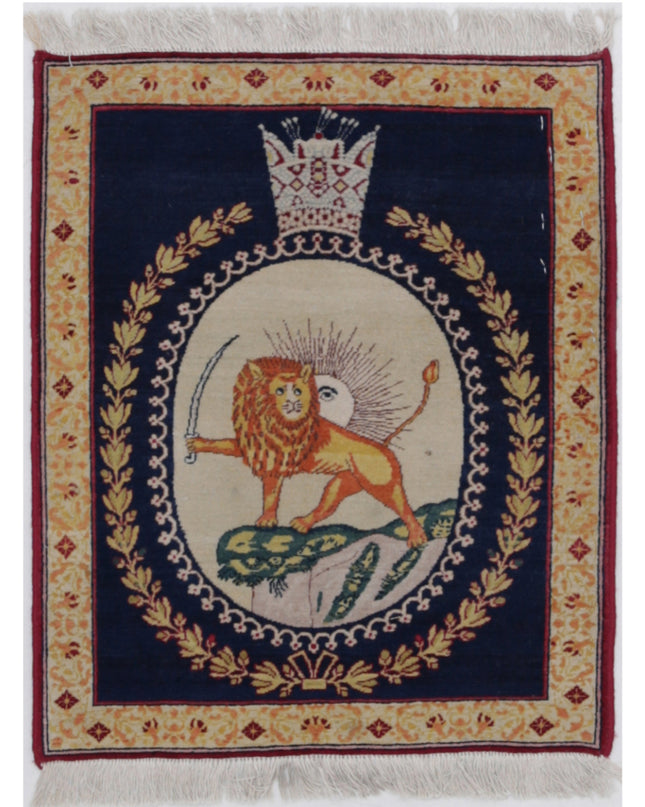 Tabriz 1' 5" X 1' 9" Hand Knotted Wool Rug 1' 5" X 1' 9" (43 X 53) / Blue / Wool