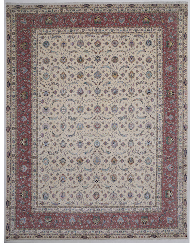 Tabriz 13' 0" X 16' 11" Hand Knotted Wool Rug 13' 0" X 16' 11" (396 X 516) / Ivory / Wool