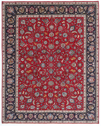 Tabriz 9' 9" X 12' 4" Hand Knotted Wool Rug 9' 9" X 12' 4" (297 X 376) / Burgundy / Wool