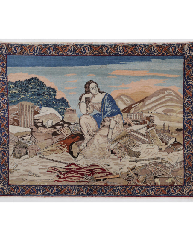 Tabriz 3' 8" X 2' 10" Hand Knotted Wool Rug 3' 8" X 2' 10" (112 X 86) / Ivory / Wool