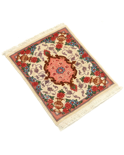 Tabriz 0' 11" X 1' 3" Hand Knotted Wool Rug 0' 11" X 1' 3" (28 X 38) / Ivory / Wool