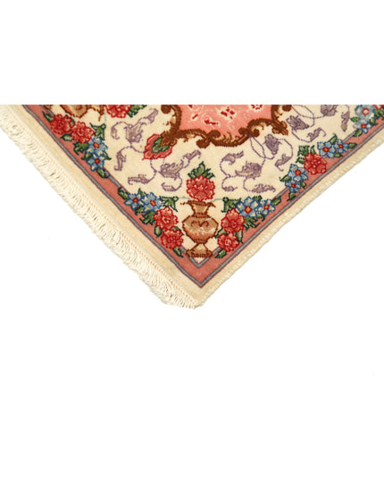 Tabriz 0' 11" X 1' 3" Hand Knotted Wool Rug 0' 11" X 1' 3" (28 X 38) / Ivory / Wool