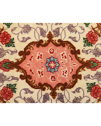 Tabriz 0' 11" X 1' 3" Hand Knotted Wool Rug 0' 11" X 1' 3" (28 X 38) / Ivory / Wool