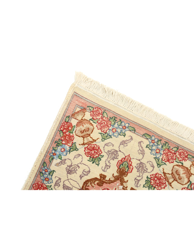 Tabriz 0' 11" X 1' 3" Hand Knotted Wool Rug 0' 11" X 1' 3" (28 X 38) / Ivory / Wool