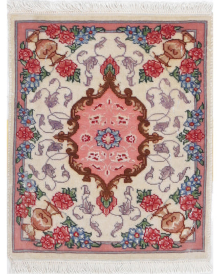 Tabriz 0' 11" X 1' 3" Hand Knotted Wool Rug 0' 11" X 1' 3" (28 X 38) / Ivory / Wool