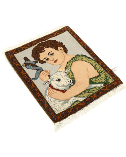 Tabriz 1' 6" X 1' 10" Hand Knotted Wool Rug 1' 6" X 1' 10" (46 X 56) / Grey / Wool