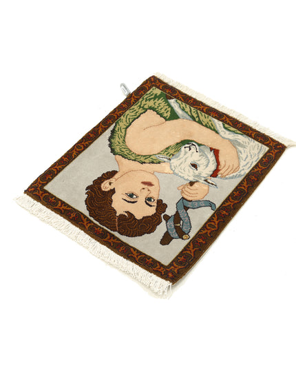 Tabriz 1' 6" X 1' 10" Hand Knotted Wool Rug 1' 6" X 1' 10" (46 X 56) / Grey / Wool