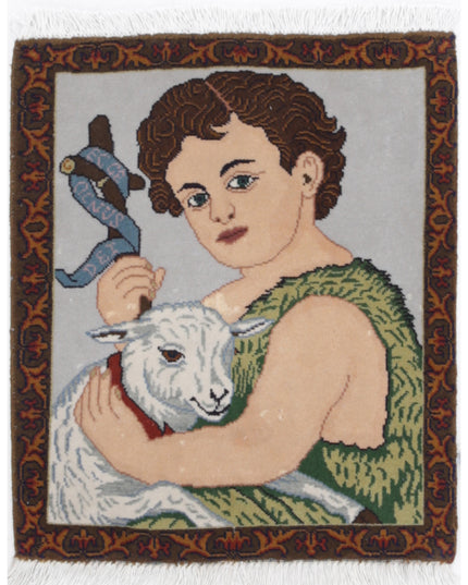 Tabriz 1' 6" X 1' 10" Hand Knotted Wool Rug 1' 6" X 1' 10" (46 X 56) / Grey / Wool