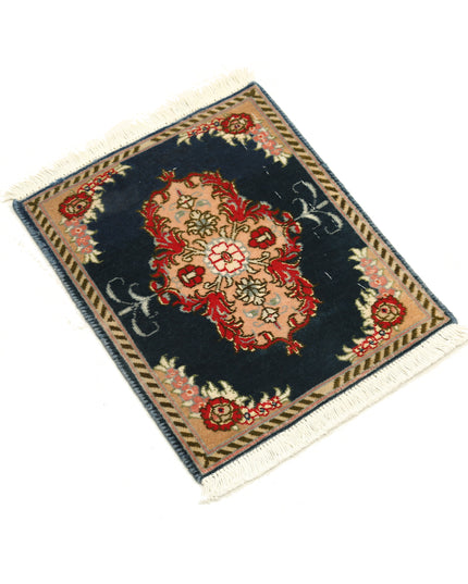 Tabriz 1' 1" X 1' 3" Hand Knotted Wool Rug 1' 1" X 1' 3" (33 X 38) / Blue / Wool