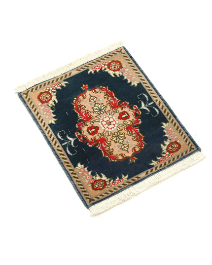 Tabriz 1' 1" X 1' 3" Hand Knotted Wool Rug 1' 1" X 1' 3" (33 X 38) / Blue / Wool