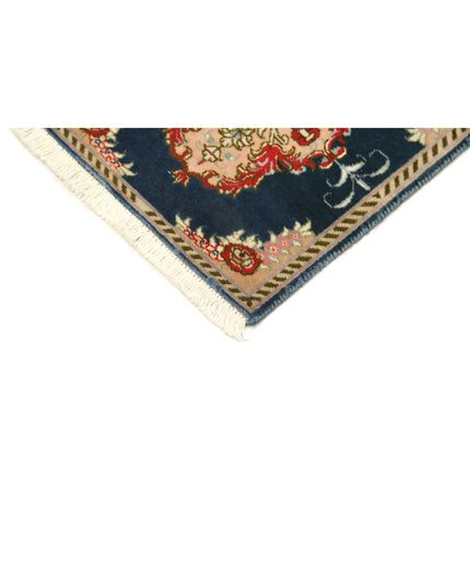 Tabriz 1' 1" X 1' 3" Hand Knotted Wool Rug 1' 1" X 1' 3" (33 X 38) / Blue / Wool