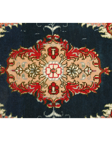 Tabriz 1' 1" X 1' 3" Hand Knotted Wool Rug 1' 1" X 1' 3" (33 X 38) / Blue / Wool