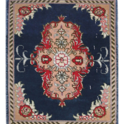 Tabriz 1' 1" X 1' 3" Hand Knotted Wool Rug 1' 1" X 1' 3" (33 X 38) / Blue / Wool
