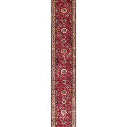 Tabriz 2' 7" X 15' 4" Hand Knotted Wool Rug 2' 7" X 15' 4" (79 X 467) / Red / Wool