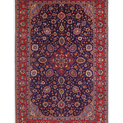 Tabriz 7' 1" X 10' 10" Hand Knotted Wool Rug 7' 1" X 10' 10" (216 X 330) / Blue / Wool