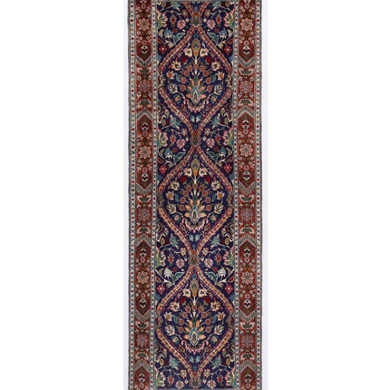 Tabriz 3' 2" X 10' 10" Hand Knotted Wool Rug 3' 2" X 10' 10" (97 X 330) / Blue / Wool