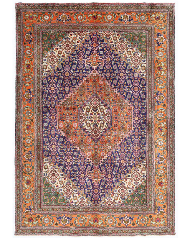 Tabriz 6' 8" X 9' 9" Hand Knotted Wool Rug 6' 8" X 9' 9" (203 X 297) / Blue / Wool
