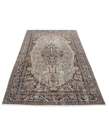 Tabriz 4' 6" X 8' 0" Hand Knotted Wool Rug 4' 6" X 8' 0" (137 X 244) / Ivory / Wool