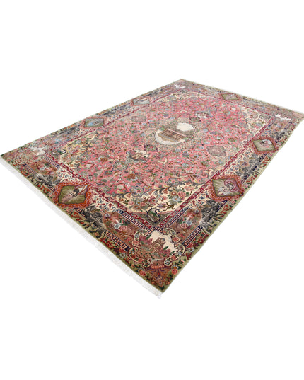 Tabriz 6' 8" X 10' 10" Hand Knotted Wool Rug 6' 8" X 10' 10" (203 X 330) / Pink / Wool