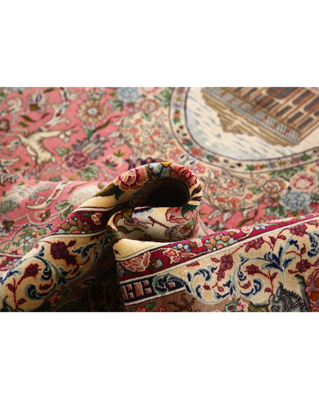 Tabriz 6' 8" X 10' 10" Hand Knotted Wool Rug 6' 8" X 10' 10" (203 X 330) / Pink / Wool