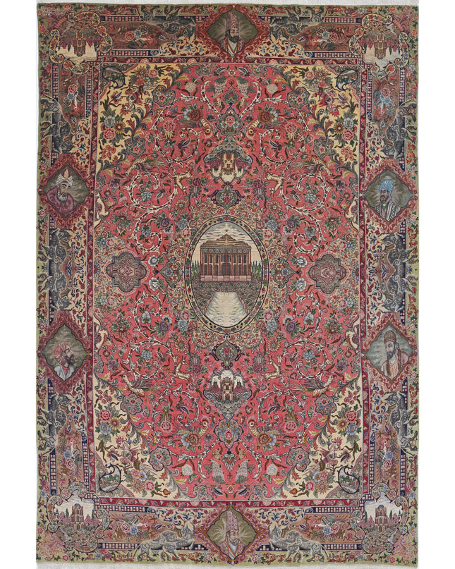 Tabriz 6' 8" X 10' 10" Hand Knotted Wool Rug 6' 8" X 10' 10" (203 X 330) / Pink / Wool