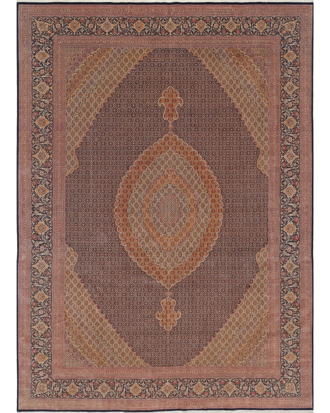 Tabriz 11' 5" X 15' 10" Hand Knotted Wool Rug 11' 5" X 15' 10" (348 X 482) / Black / Wool