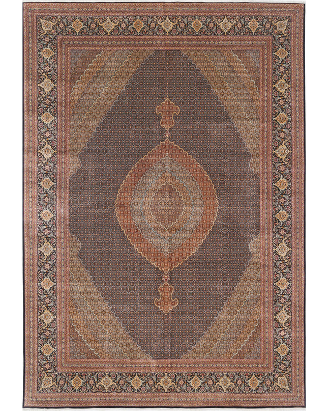 Tabriz 11' 5" X 16' 6" Hand Knotted Wool Rug 11' 5" X 16' 6" (348 X 503) / Black / Wool