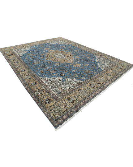 Tabriz 9' 8" X 12' 1" Hand Knotted Wool Rug 9' 8" X 12' 1" (295 X 368) / Blue / Wool