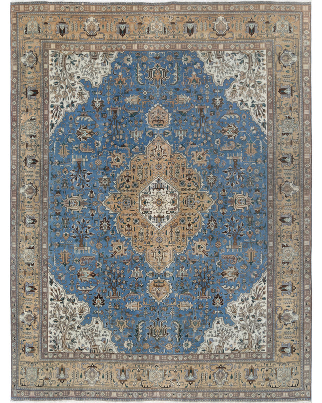 Tabriz 9' 8" X 12' 1" Hand Knotted Wool Rug 9' 8" X 12' 1" (295 X 368) / Blue / Wool