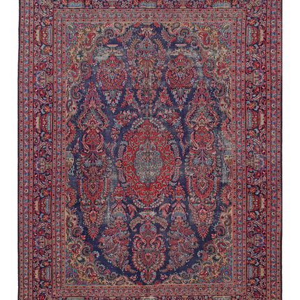 Tabriz 9' 6" X 12' 11" Hand Knotted Wool Rug 9' 6" X 12' 11" (290 X 394) / Blue / Wool