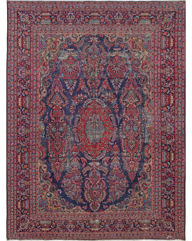 Tabriz 9' 6" X 12' 11" Hand Knotted Wool Rug 9' 6" X 12' 11" (290 X 394) / Blue / Wool