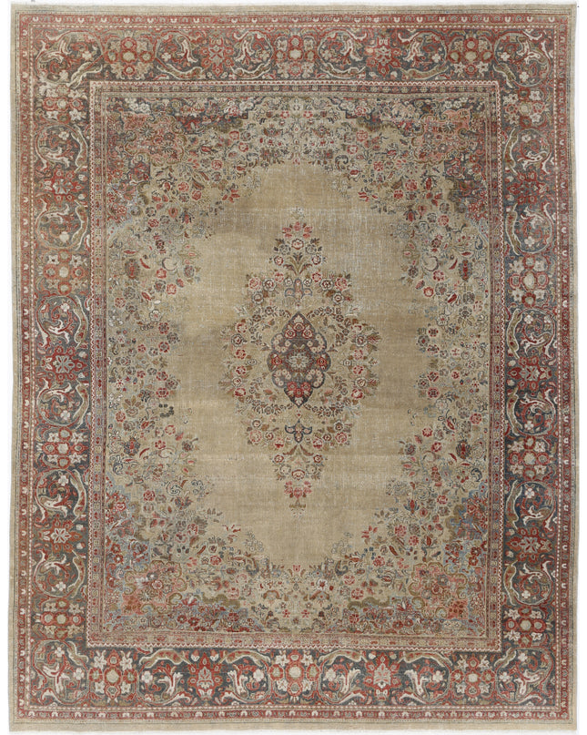 Tabriz 9' 10" X 12' 8" Hand Knotted Wool Rug 9' 10" X 12' 8" (300 X 386) / Taupe / Wool