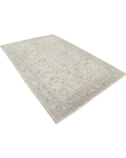 Tabriz 6' 5" X 9' 7" Hand Knotted Wool Rug 6' 5" X 9' 7" (196 X 292) / Ivory / Wool
