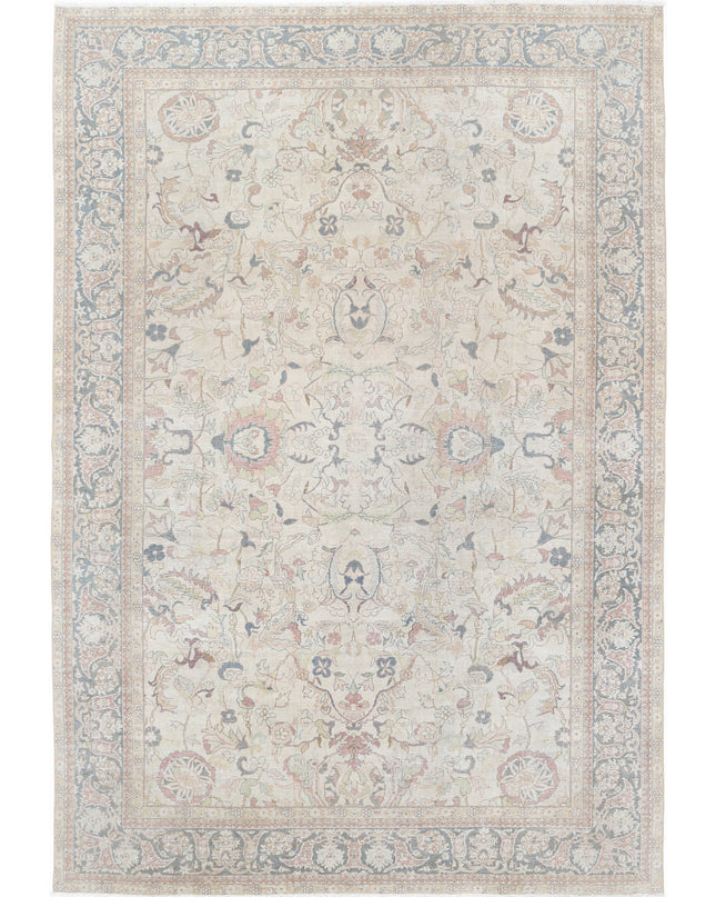 Tabriz 6' 5" X 9' 7" Hand Knotted Wool Rug 6' 5" X 9' 7" (196 X 292) / Ivory / Wool
