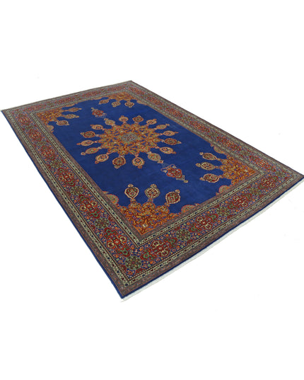 Tabriz 6' 1" X 9' 0" Hand Knotted Wool Rug 6' 1" X 9' 0" (185 X 274) / Blue / Wool