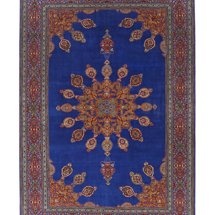 Tabriz 6' 1" X 9' 0" Hand Knotted Wool Rug 6' 1" X 9' 0" (185 X 274) / Blue / Wool