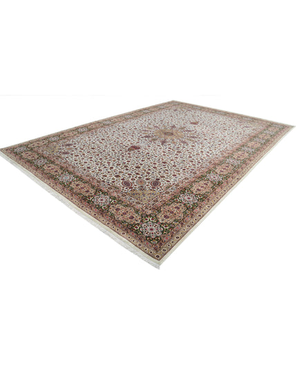 Tabriz 11' 1" X 16' 0" Hand Knotted Wool & Silk Rug 11' 1" X 16' 0" (338 X 488) / Ivory / Wool & Silk