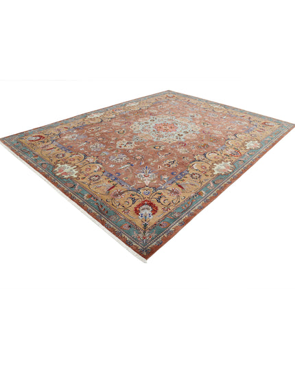 Tabriz 9' 6" X 12' 9" Hand Knotted Wool & Silk Rug 9' 6" X 12' 9" (290 X 389) / Brown / Wool & Silk