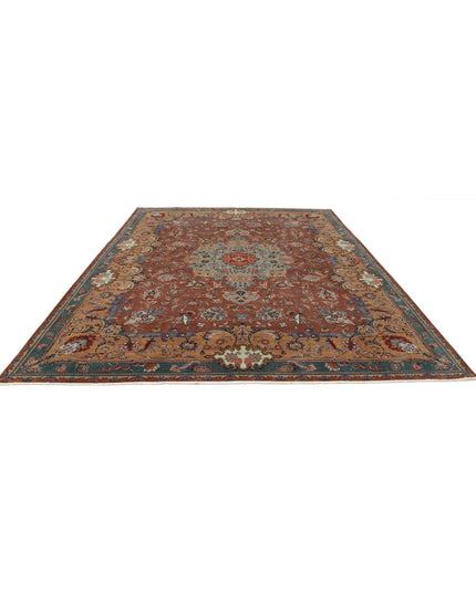 Tabriz 9' 6" X 12' 9" Hand Knotted Wool & Silk Rug 9' 6" X 12' 9" (290 X 389) / Brown / Wool & Silk