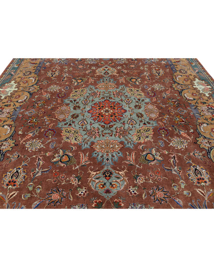 Tabriz 9' 6" X 12' 9" Hand Knotted Wool & Silk Rug 9' 6" X 12' 9" (290 X 389) / Brown / Wool & Silk