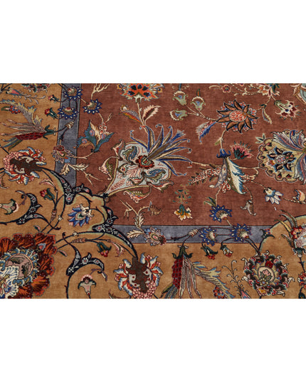 Tabriz 9' 6" X 12' 9" Hand Knotted Wool & Silk Rug 9' 6" X 12' 9" (290 X 389) / Brown / Wool & Silk