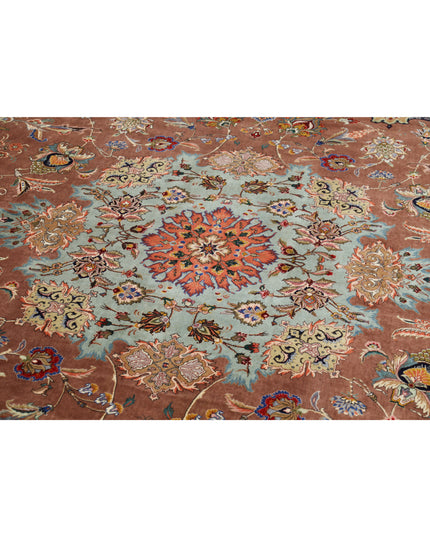 Tabriz 9' 6" X 12' 9" Hand Knotted Wool & Silk Rug 9' 6" X 12' 9" (290 X 389) / Brown / Wool & Silk
